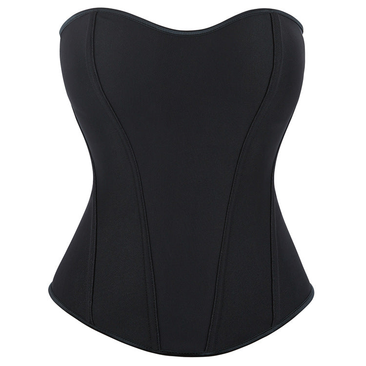 Black Minimal Strapless Corset Top