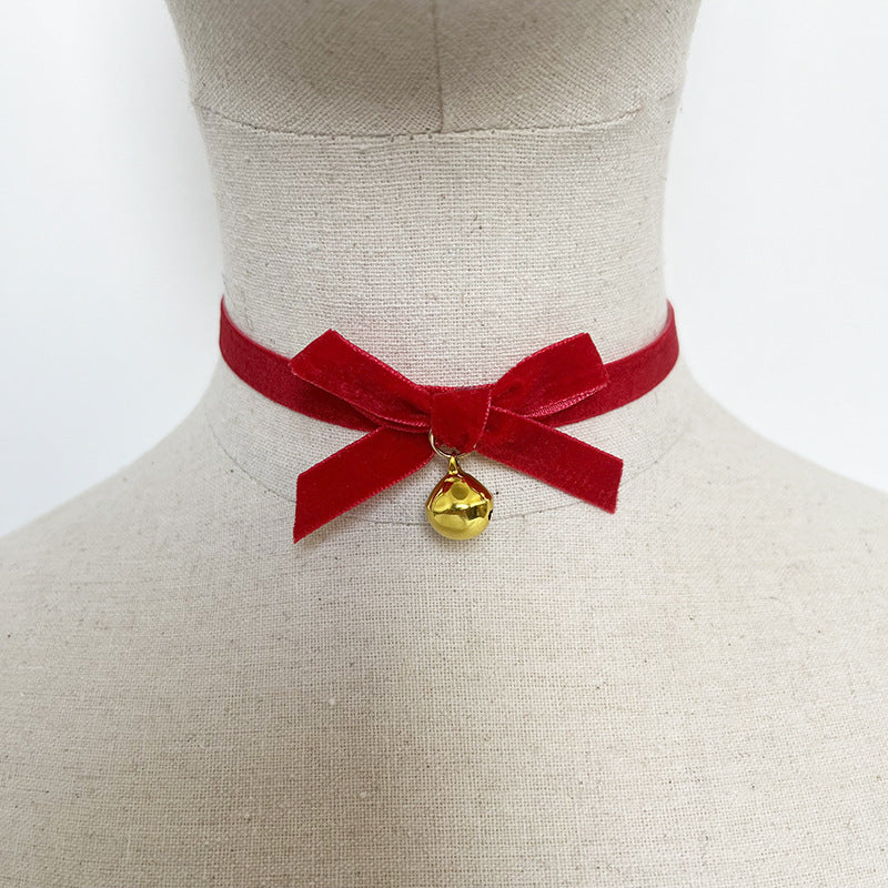 Bow fleece strap catgirl bell bow tie chocker christmas red mesh socks women's sexy underwear accessories