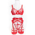 Lace Four-Piece Lingerie Set With Garter Belt - Alternate View