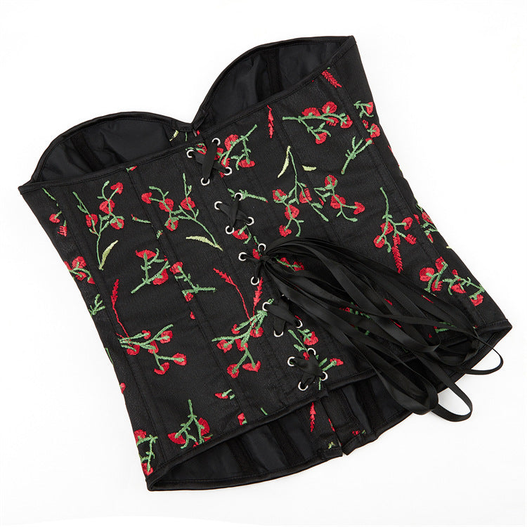 Black Cherry Print Strapless Corset Top, alternate view 5