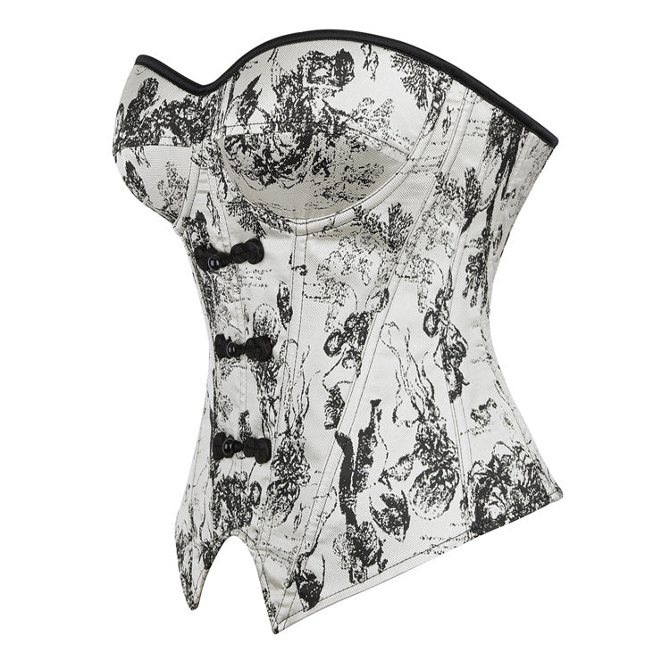White Black Toile Print Corset Top, alternate view 3