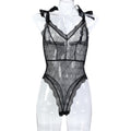 Strappy Bow Detail Lace Teddy Bodysuit - Styled View