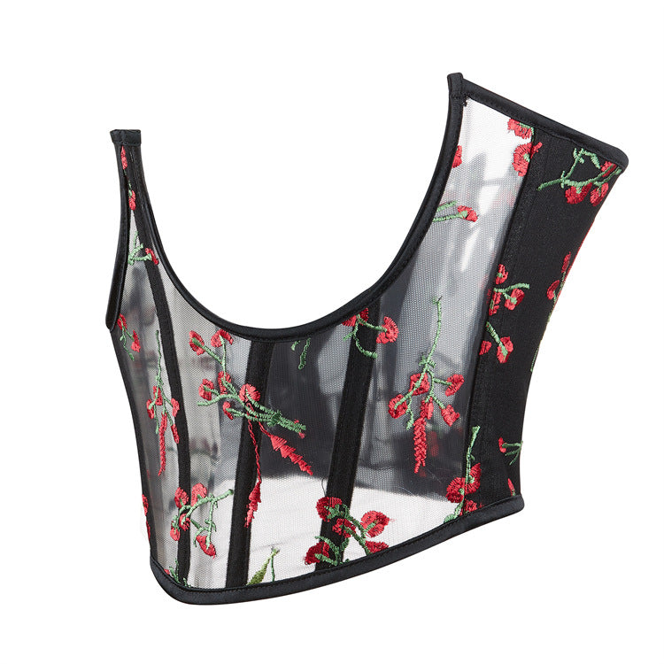 Black Rose Print Corset Top, alternate view 2