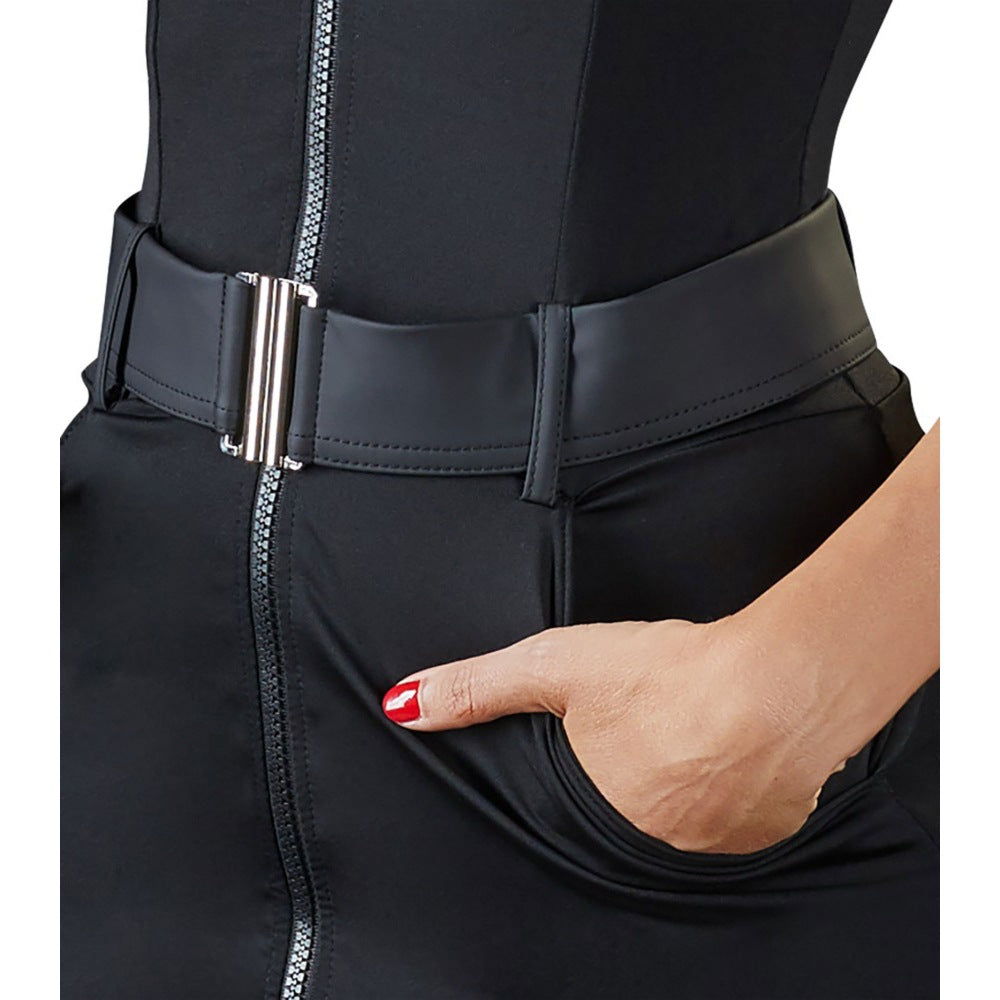 Police Costume Lingerie Set With Top and Handcuffs and Belt - Alternate View
