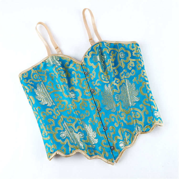 Turquoise Gold Strappy Corset Top, alternate view 5