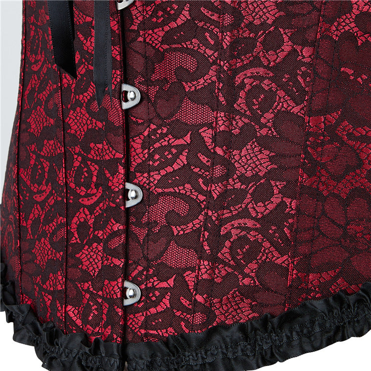 Burgundy Lace-Up Strapless Corset Top, alternate view 4