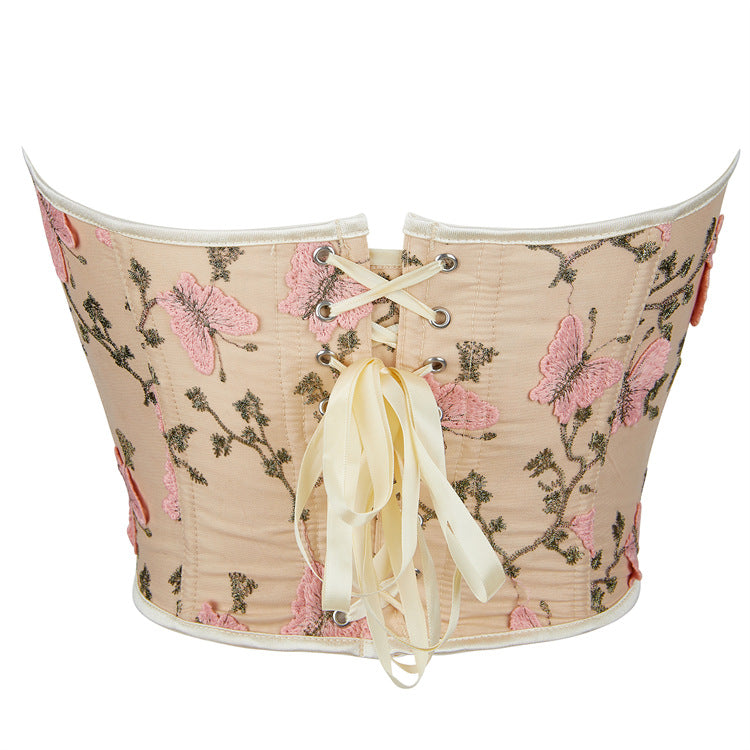 Ivory Rose Print Strapless Corset Top, alternate view 3