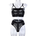 Mesh Faux Leather Lingerie Set - Alternate View