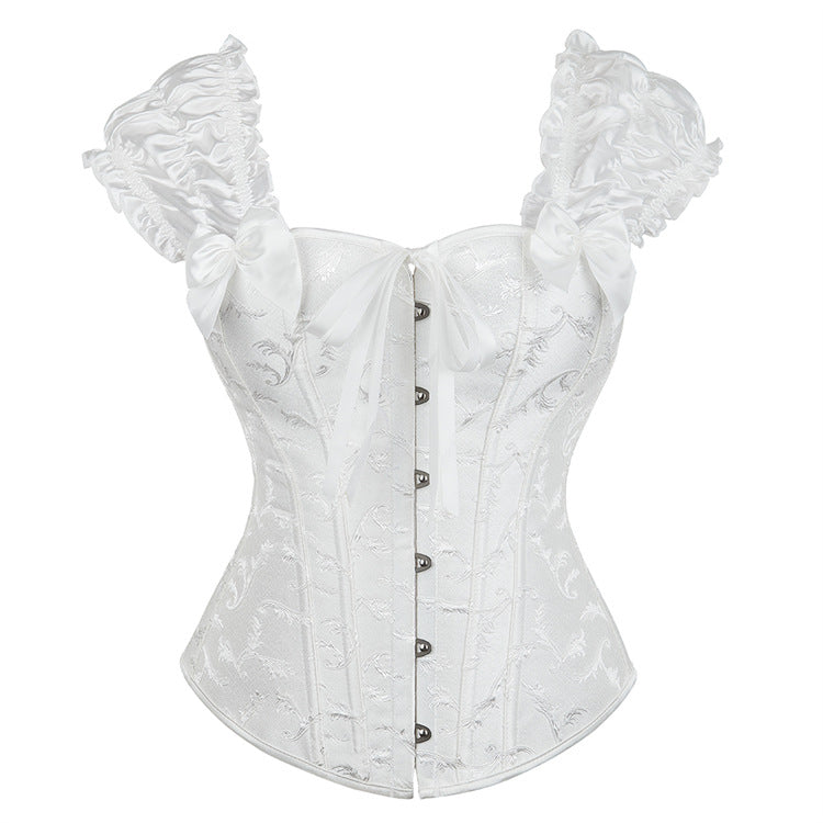 Black Puff-Sleeve Corset Top, alternate view 5