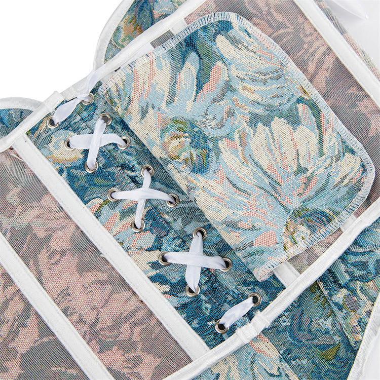 Blue Floral Strapless Corset Top, alternate view 4