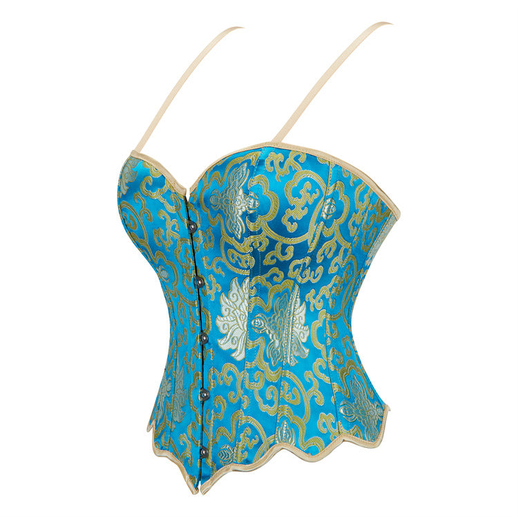 Turquoise Gold Strappy Corset Top, alternate view 2