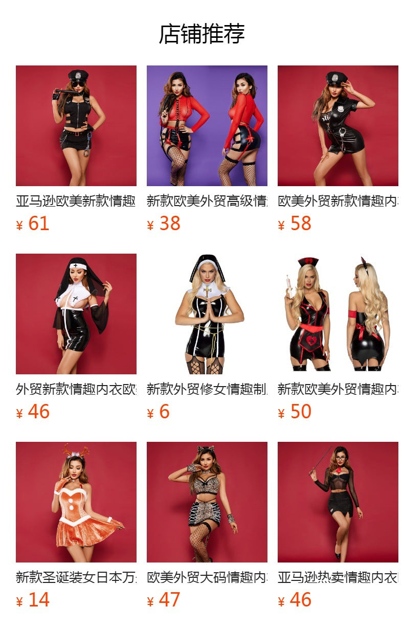 Black Nurse Costume Lingerie Set With Mini Dress and Stethoscope and Headband - Alternate View