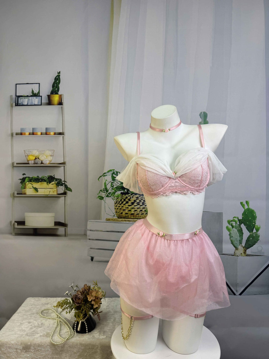 Pink Bra and Skirt Lingerie Set, alternate view 7