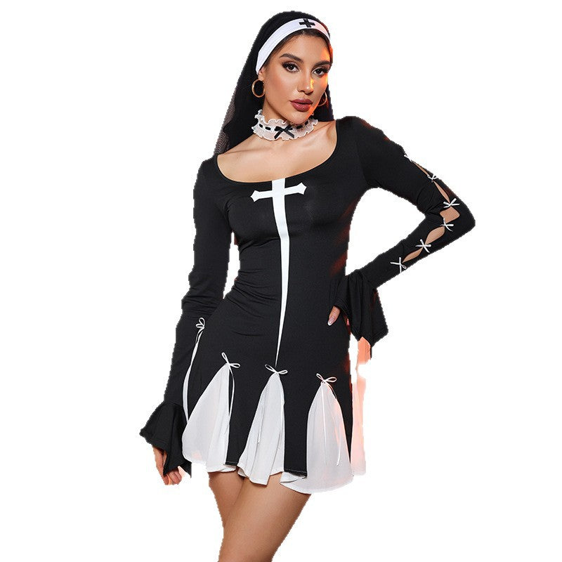 Uniform-Inspired Costume Lingerie Set With Top and Choker - Alternate View