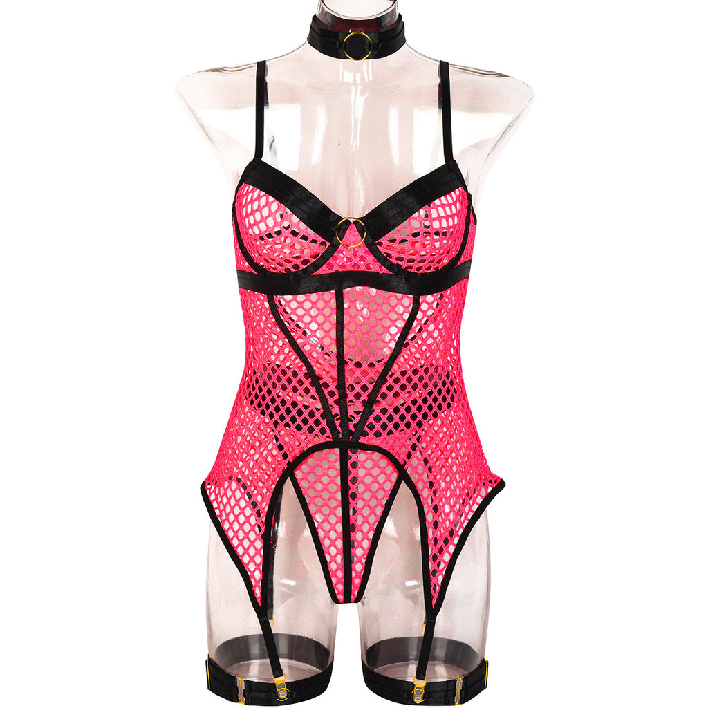 Contrast Three-Piece Lingerie Set - Styled View