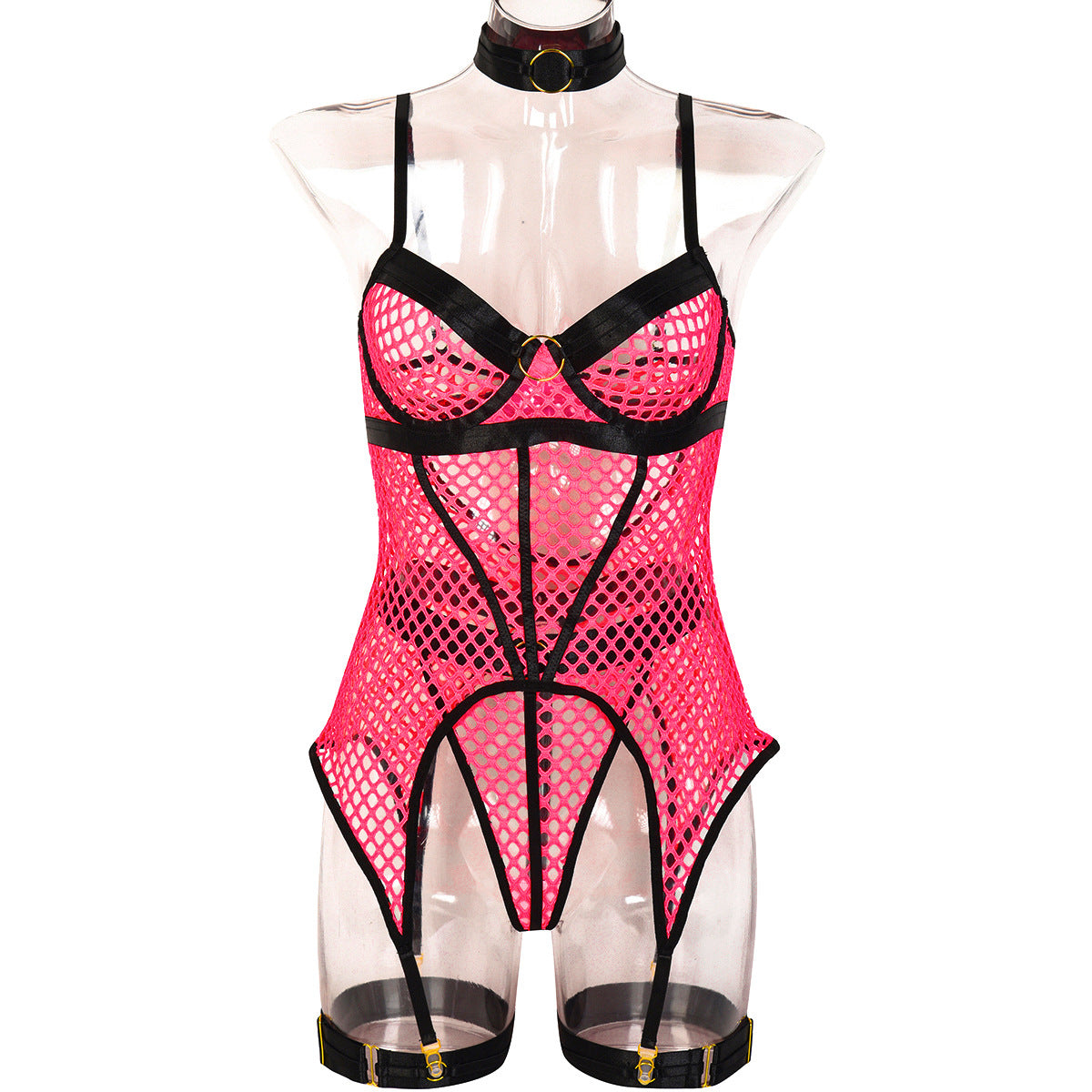 Contrast Three-Piece Lingerie Set - Styled View