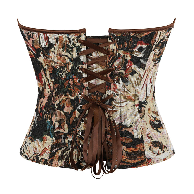 Black Floral Tapestry Corset Top, alternate view 4