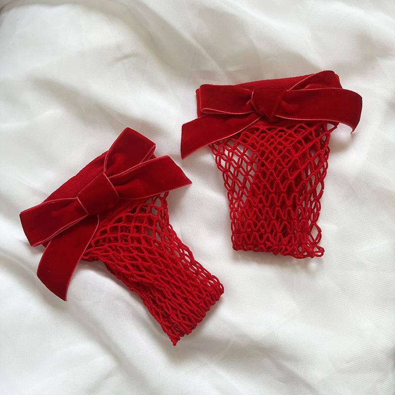 Bow fleece strap catgirl bell bow tie chocker christmas red mesh socks women's sexy underwear accessories