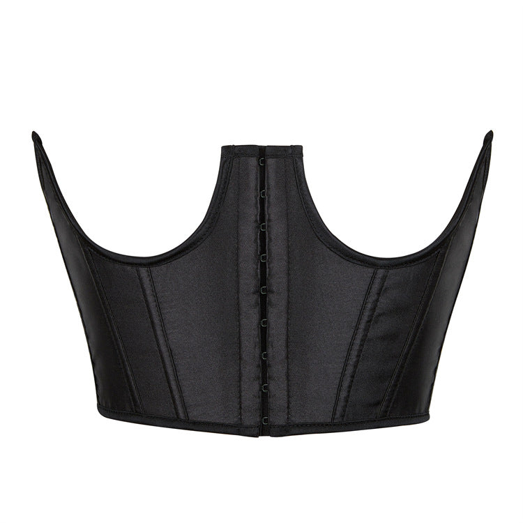 Black Structured Crop Corset Top