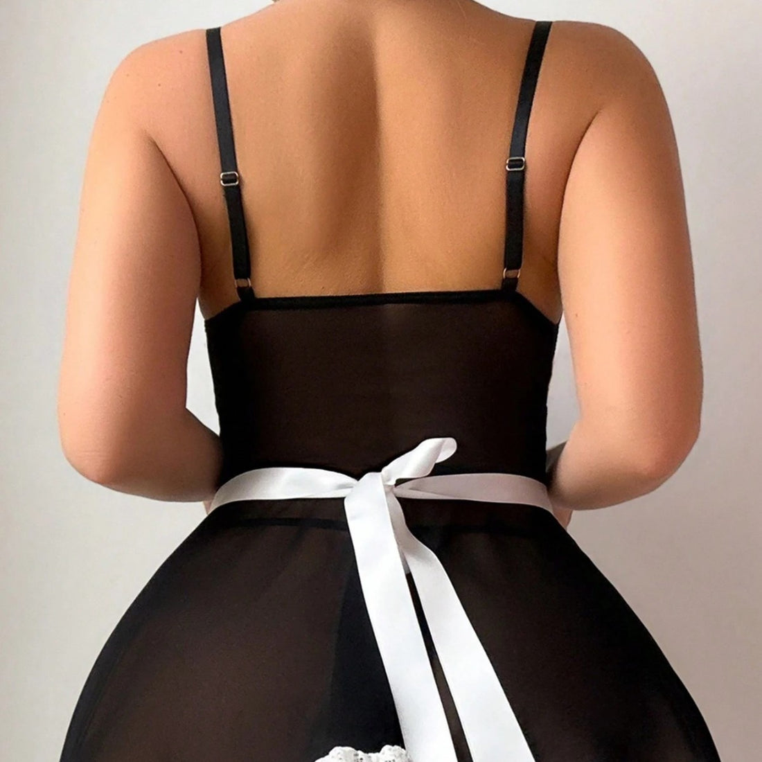 Black Sheer Maid Apron Costume Set, alternate view 4