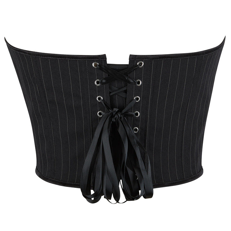 Black Pinstripe Sweetheart Corset Top, alternate view 3