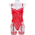 Cutout Lace Faux Leather Teddy Bodysuit - Styled View