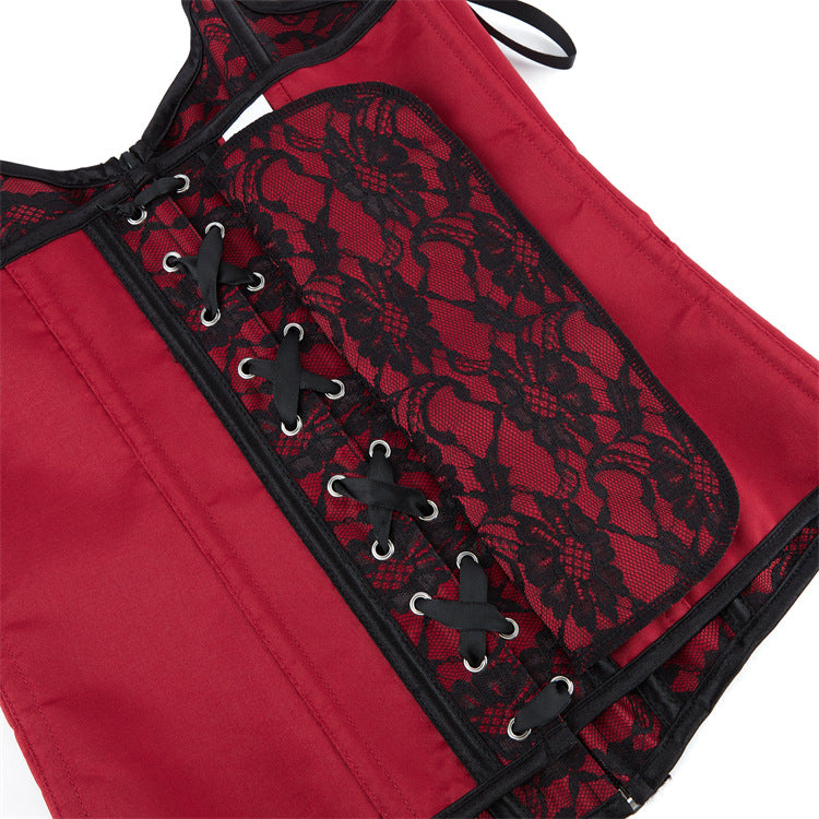Burgundy Lace Strapless Corset Top, alternate view 4