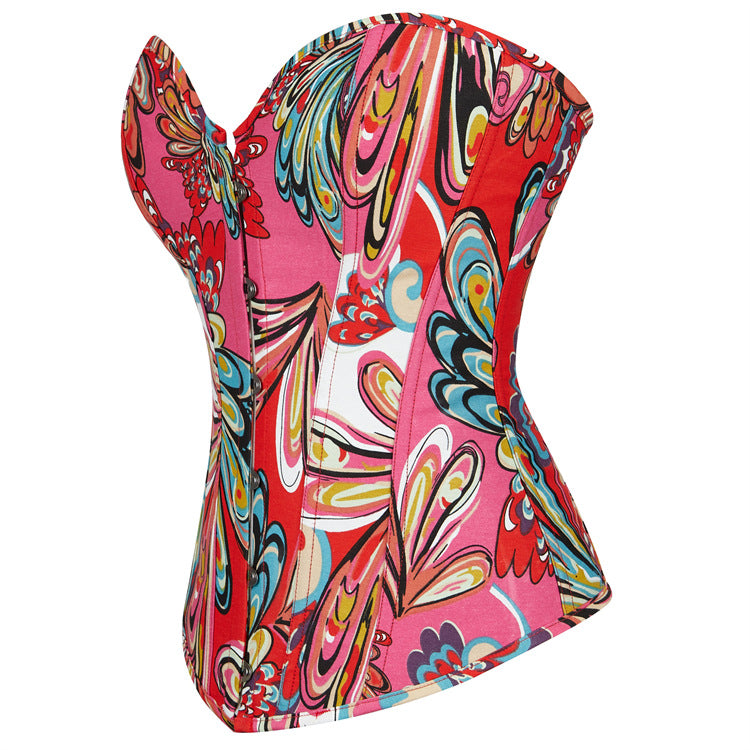 Pink Paisley Strapless Corset Top, alternate view 2
