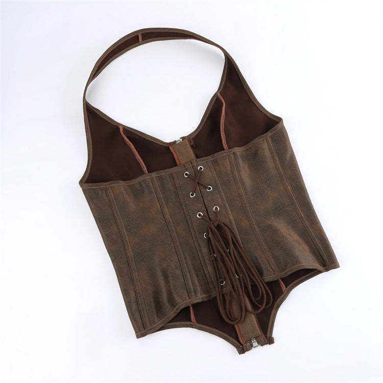 Brown Halter Corset Top, alternate view 4