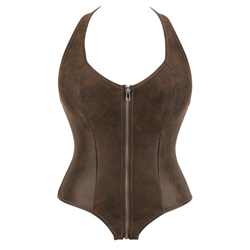 Brown Halter Corset Top