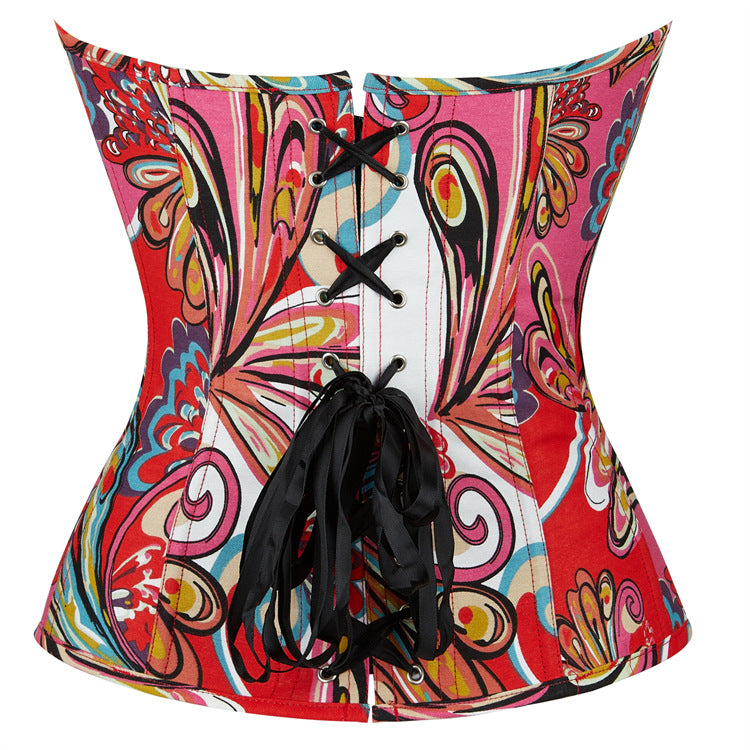 Pink Paisley Strapless Corset Top, alternate view 3