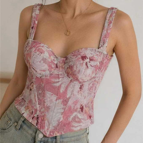 Pink Floral Corset Top