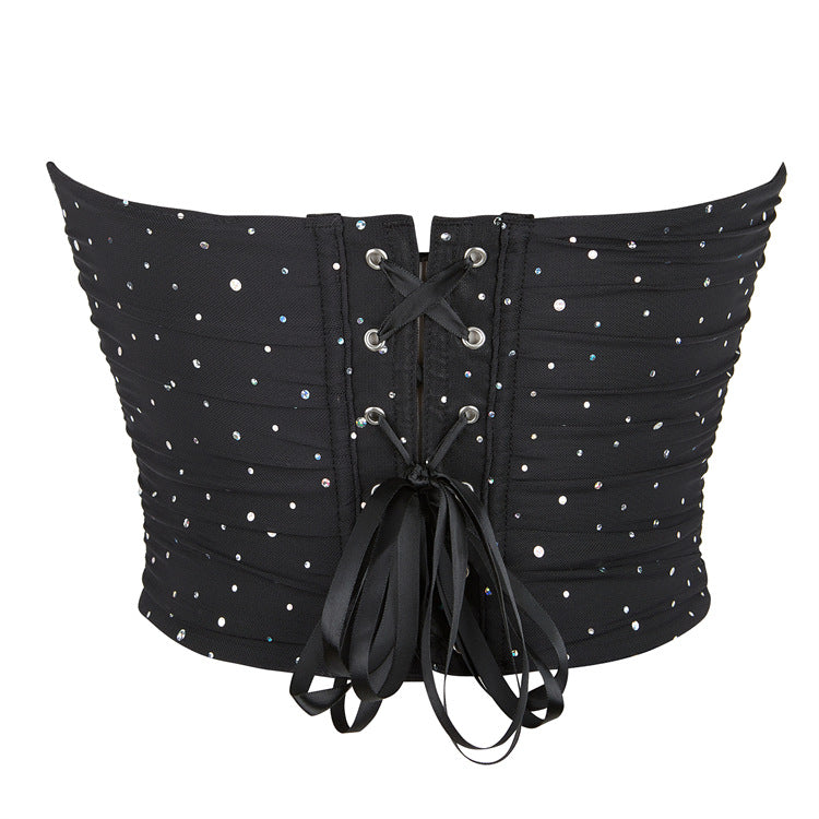 Black Rhinestone Back-Zip Corset Top, alternate view 2