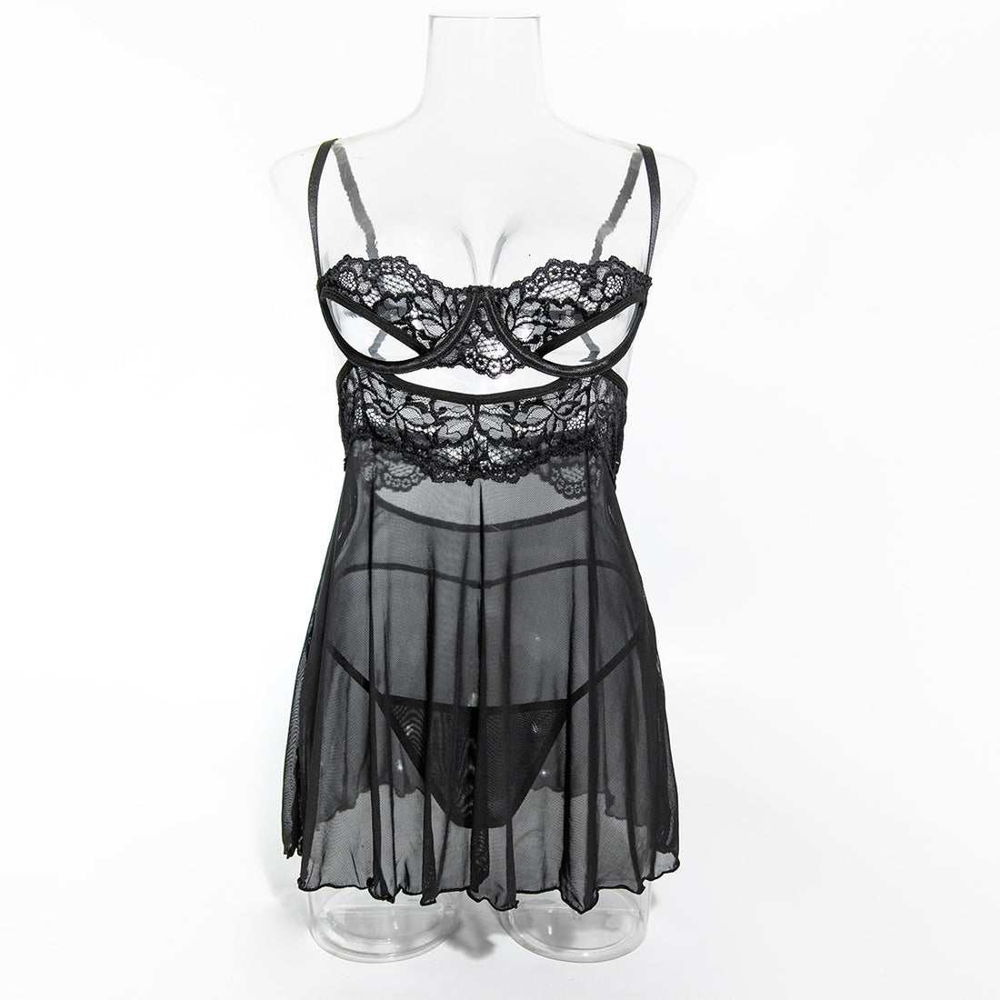 Cutout chemise nightdress in green and black color options - alternate view