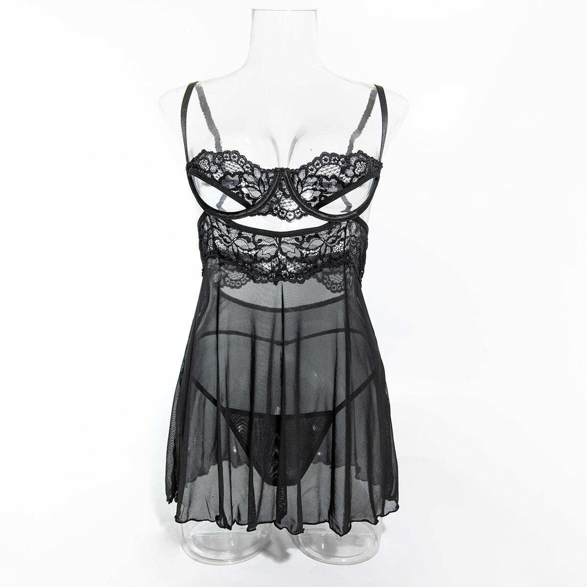 Cutout chemise nightdress in green and black color options - alternate view