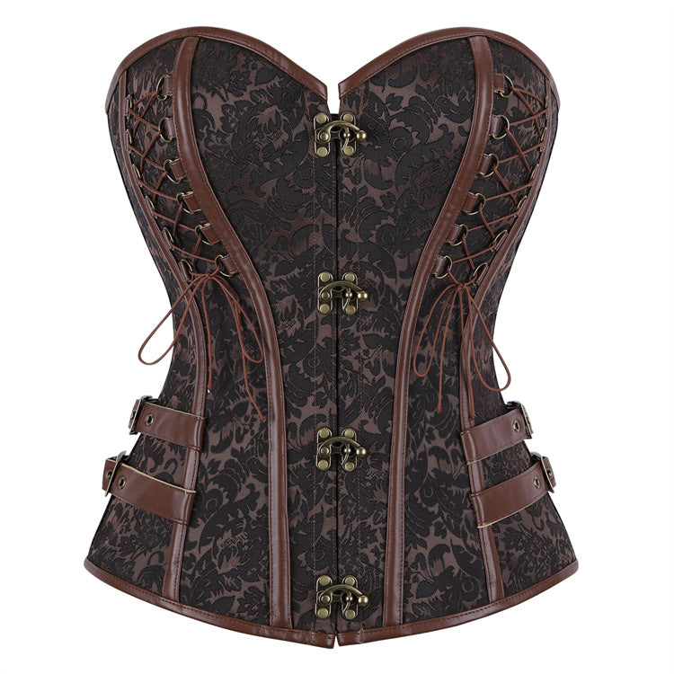 Brown Buckle Strapless Corset Top