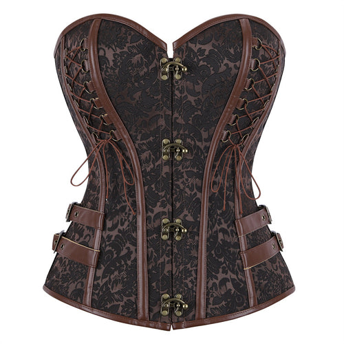 Brown Buckle Strapless Corset Top