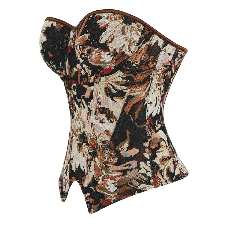Black Floral Tapestry Corset Top, alternate view 3