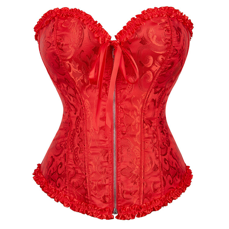 Black Ruffle Trim Strapless Corset Top, alternate view 7