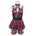 Red Plaid Bow Detail Teddy Bodysuit - Styled View