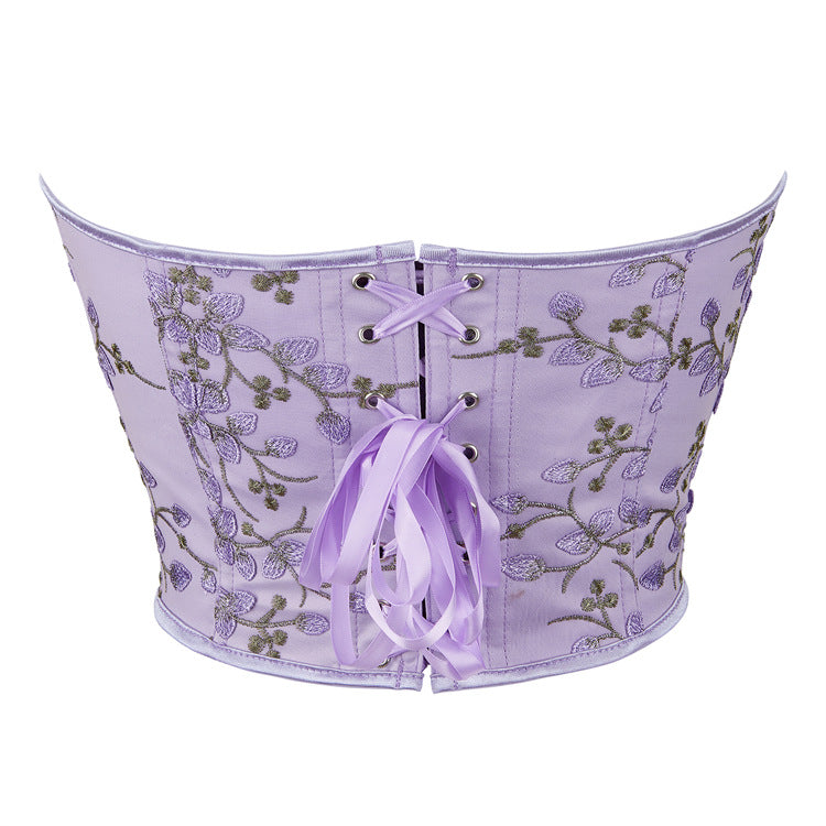 Lavender Floral Strapless Corset Top, alternate view 3