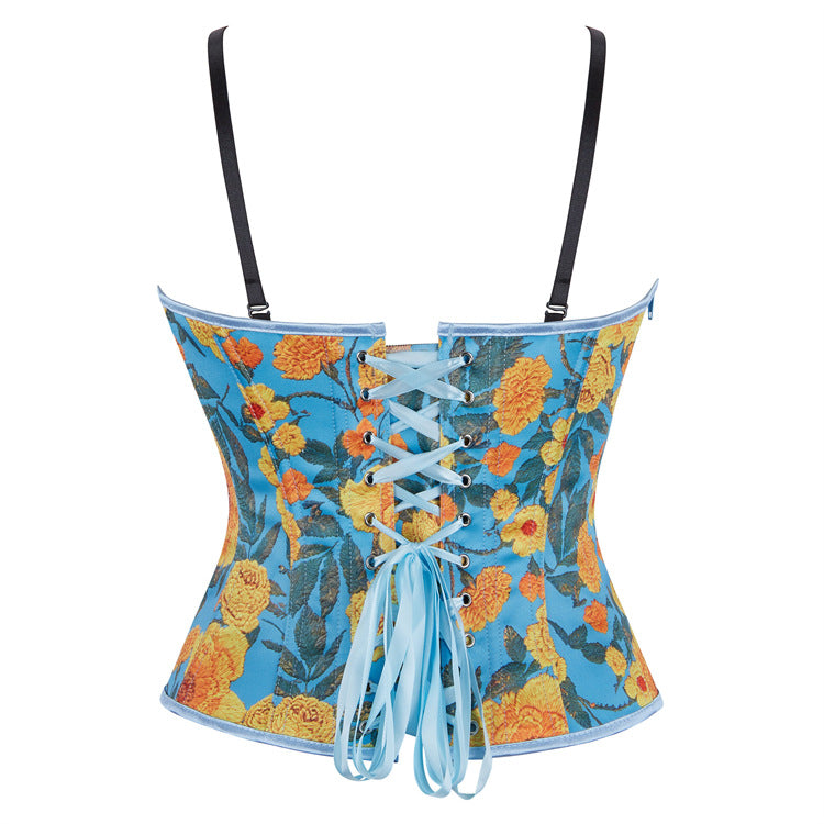 Blue Orange Floral Corset Top, alternate view 4