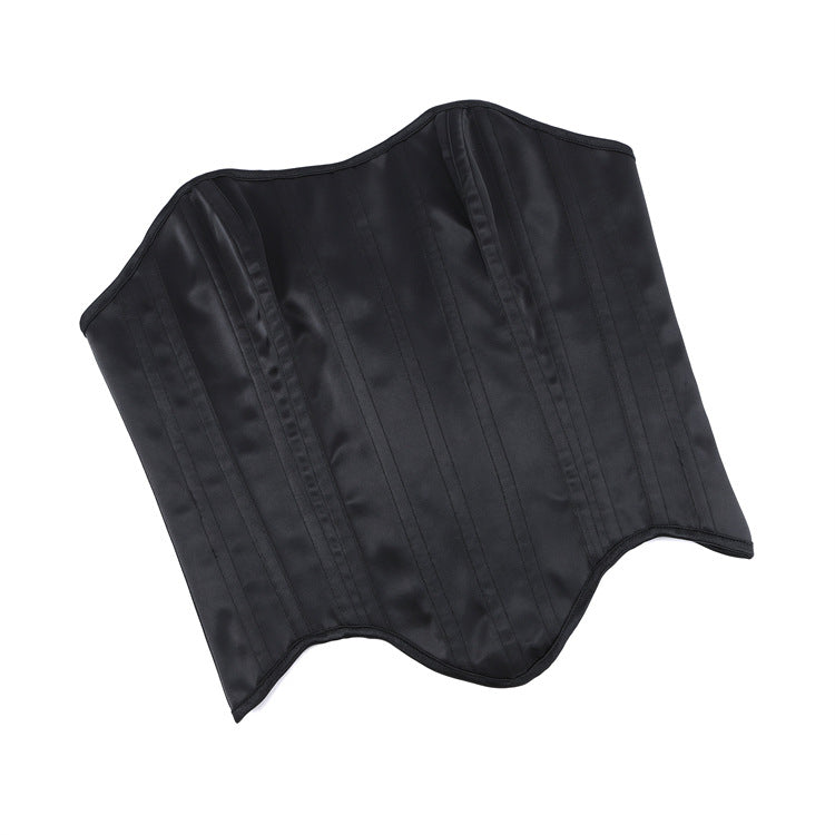 Black Leather-Look Zip-Back Strapless Corset Top, alternate view 5