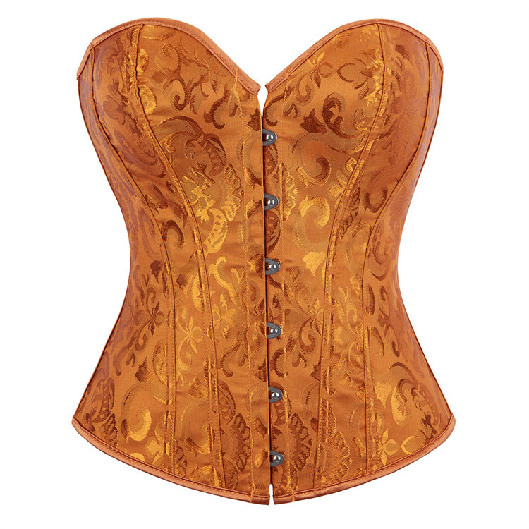 Black Tonal Jacquard Lace-Up Corset Top, alternate view 8