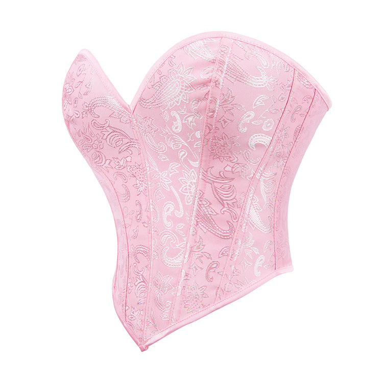 Pink Jacquard Strapless Corset Top, alternate view 2