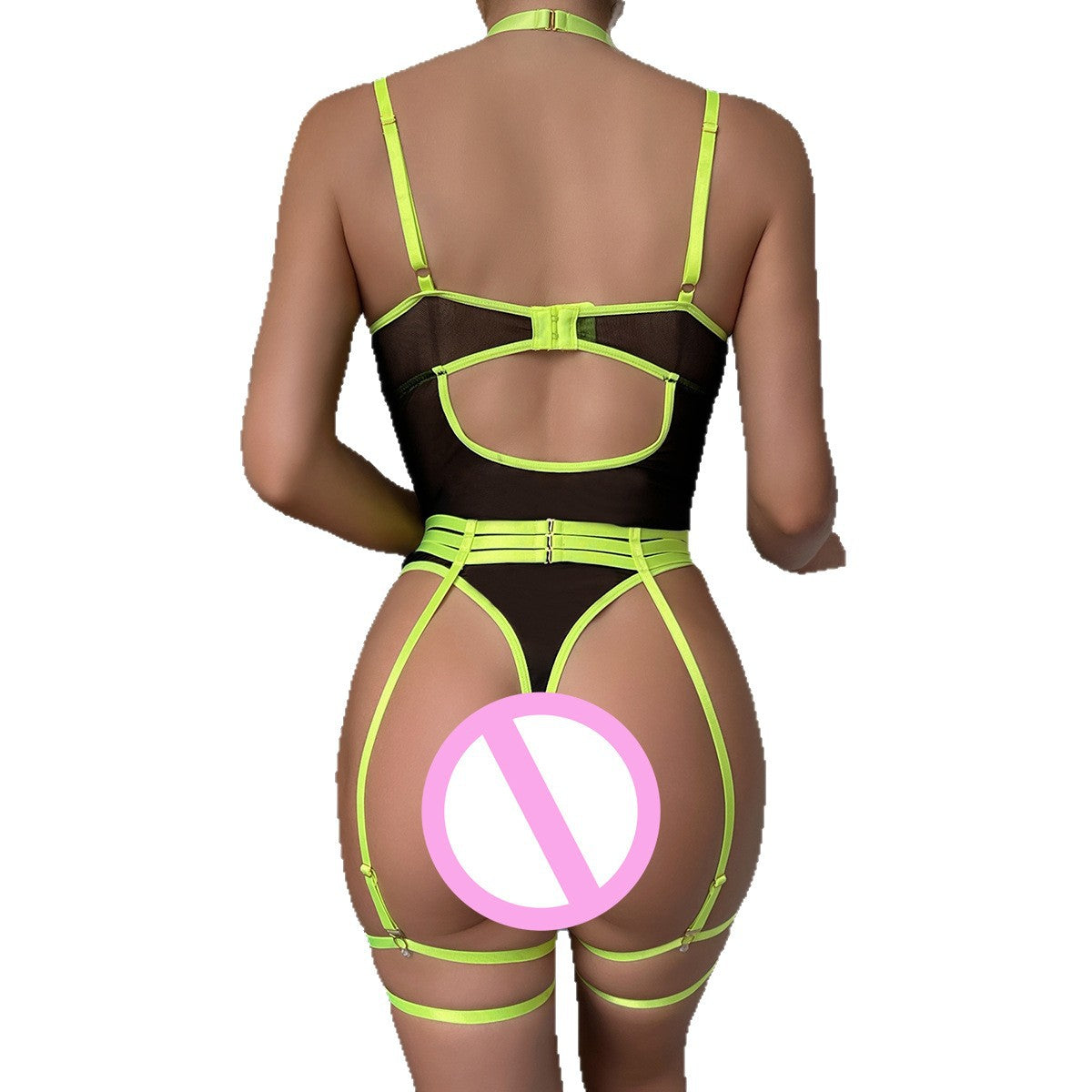 Wine Red Sheer Mesh Teddy Bodysuit - Alternate View