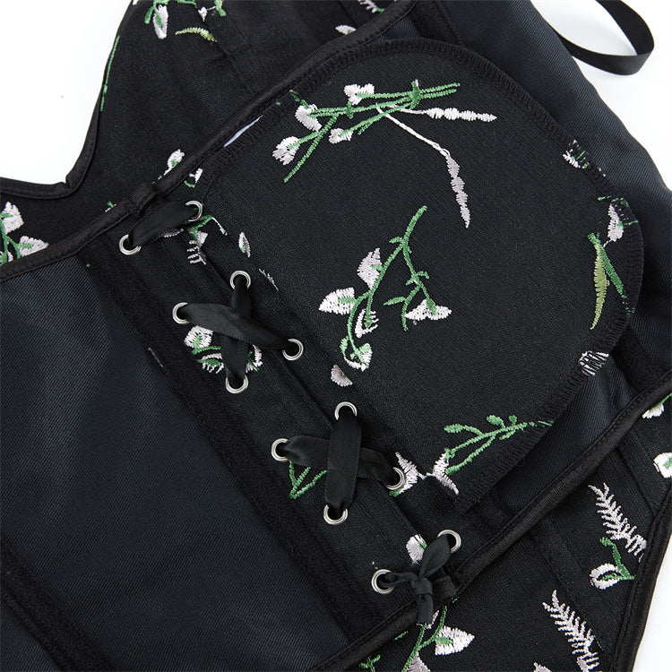 Black Floral Strapless Corset Top, alternate view 4