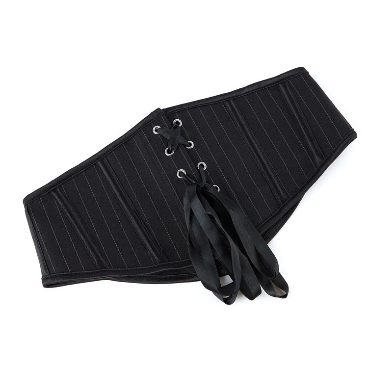 Black Pinstripe Underbust Corset Top, alternate view 4