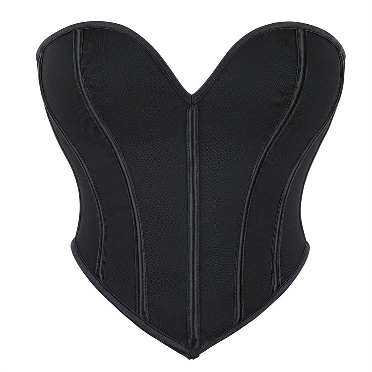 Black Faux-Leather Strapless Corset Top
