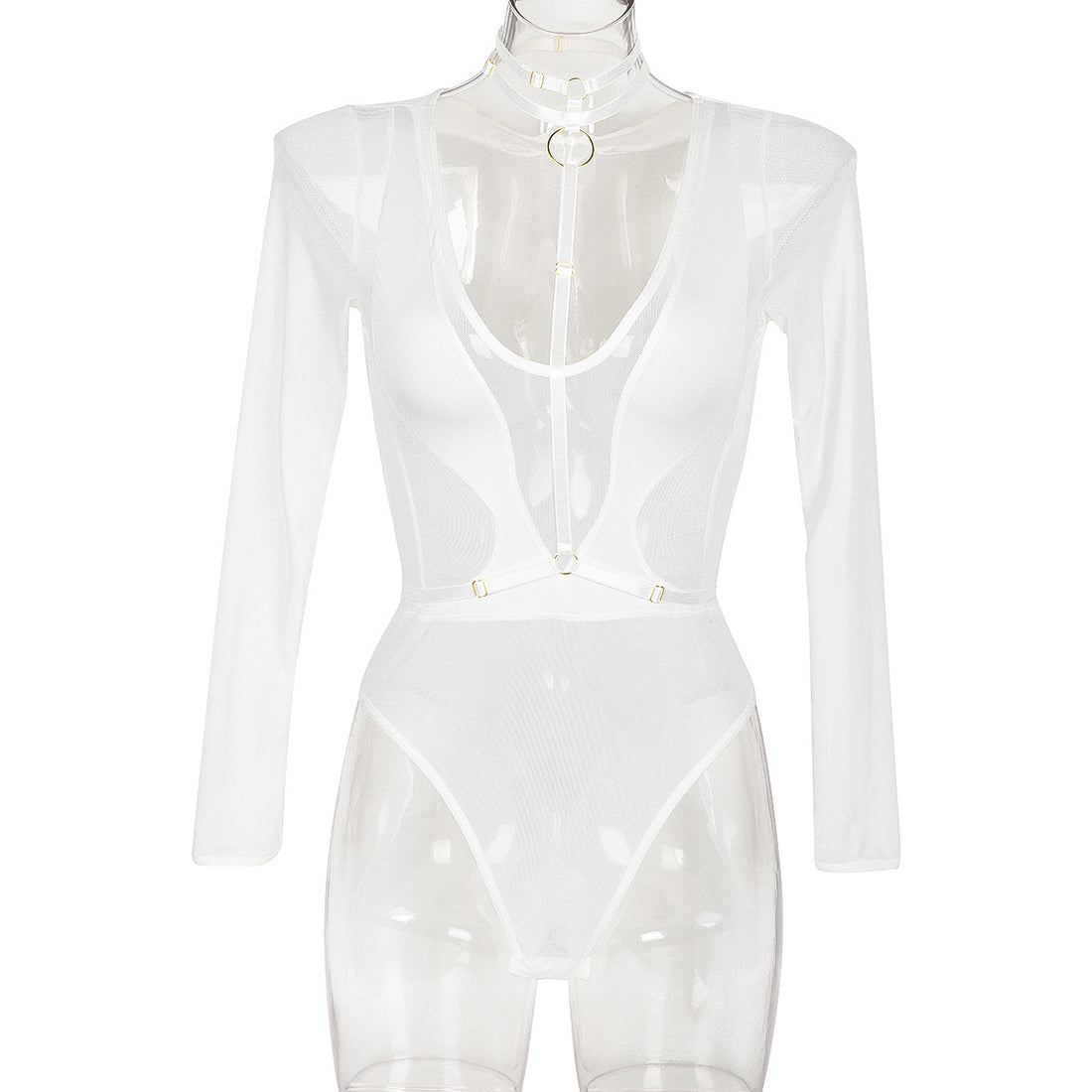 Mesh Cutout Teddy Bodysuit - Styled View